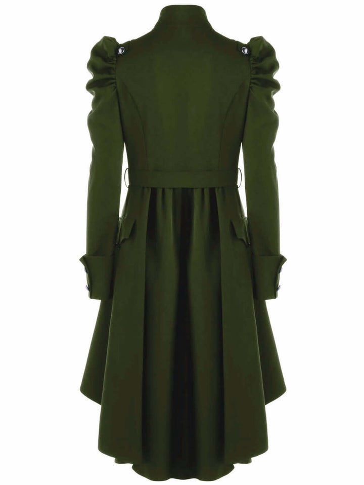 Women's Medieval Retro Jacket: Elegant Midi Length, Standing Collar