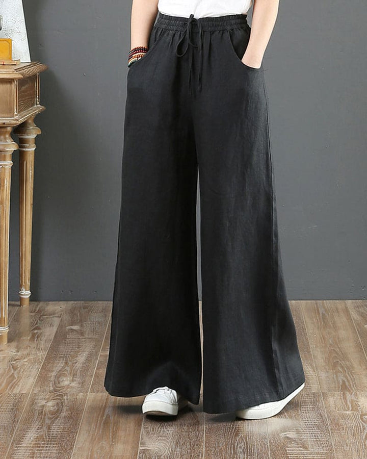 Women's Wide Leg Elastic Waist Pants: Relaxed Fit Trousers
