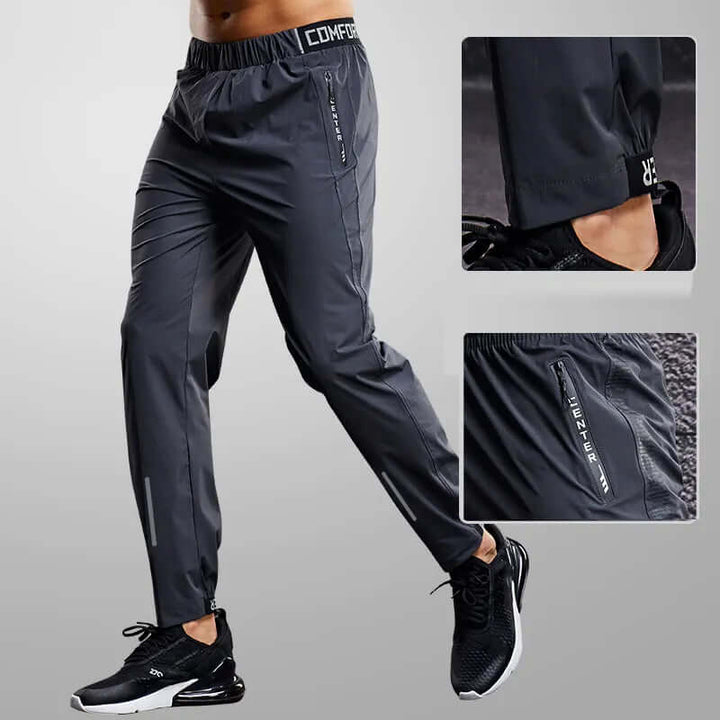 Men's Slim-Fit Running Pants with Zipper Pockets