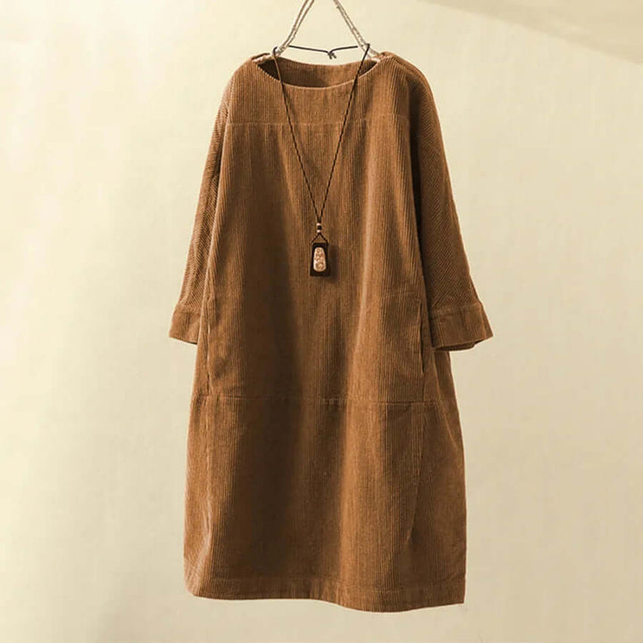 Women's Relaxed Fit Corduroy Knee-Length Dress
