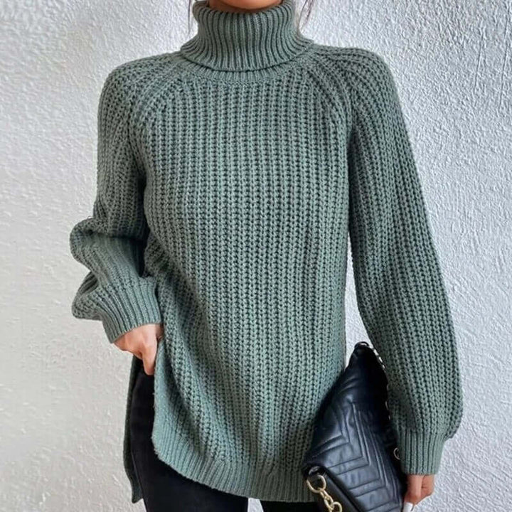 Women's Full-Size Turtle Neck Ribbed Knit Sweater