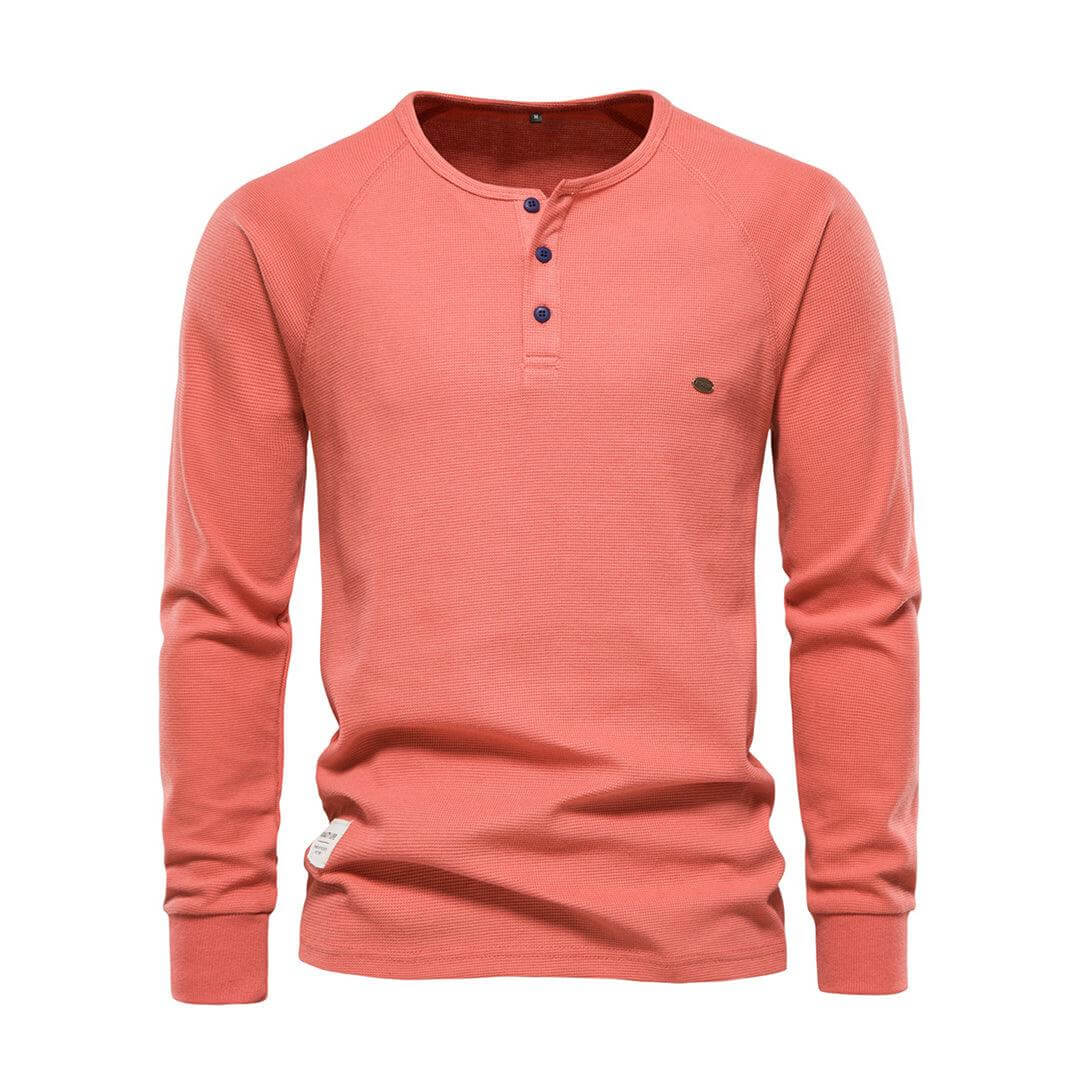 Men's Casual Long-Sleeve Shirt: Khaki Cotton Blend