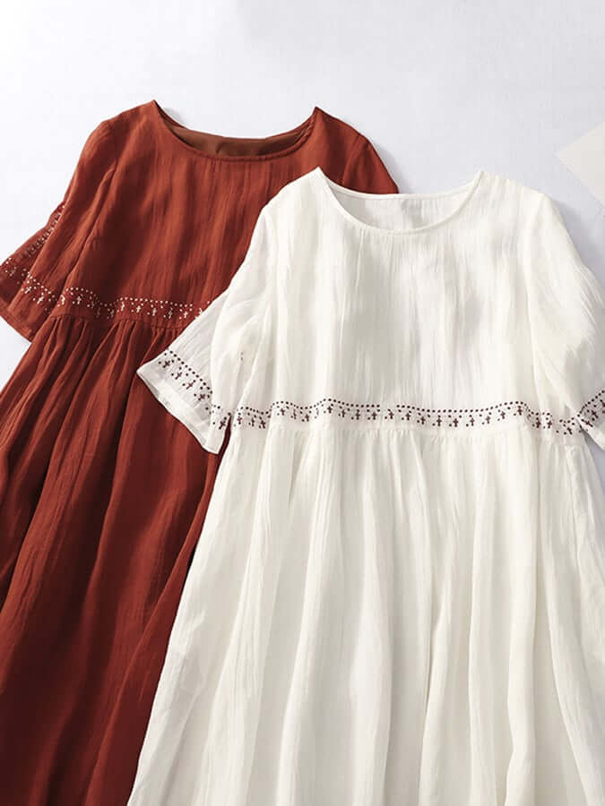 Women's Cotton Embroidered Summer Loose Dress