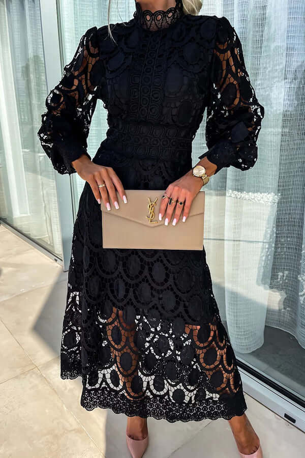 Elegant Lace Midi Dress: Women's Sleeveless Floral Dress