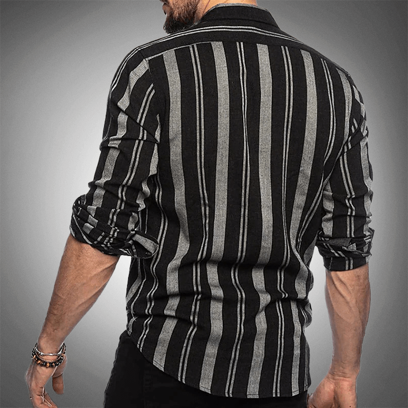 Men's Long Sleeve Striped Shirt: Classic Fit Button-Up