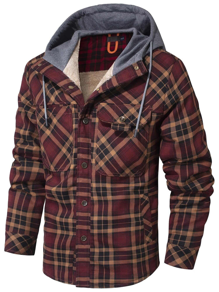 Men's Chunky Knit Plaid Button Hoodie