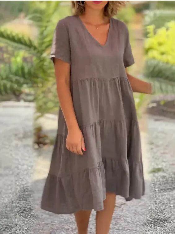 Women's Breathable Short-Sleeve Midi Dress