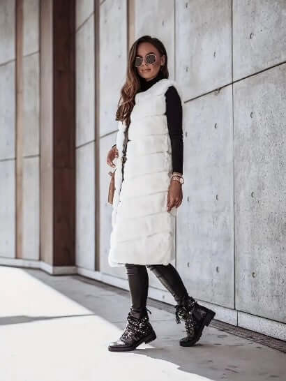 Women's Long Sleeveless Faux Fur Vest: Warm & Stylish Layer