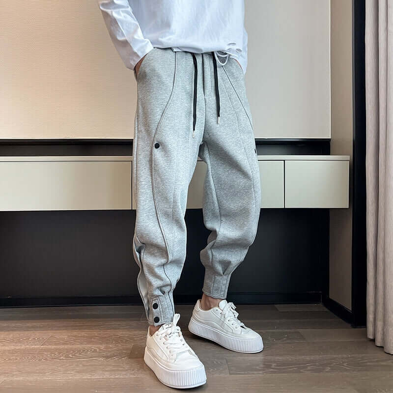 Men's Tapered Cotton Blend Joggers: Elastic Waistband & Cuffed Ankles