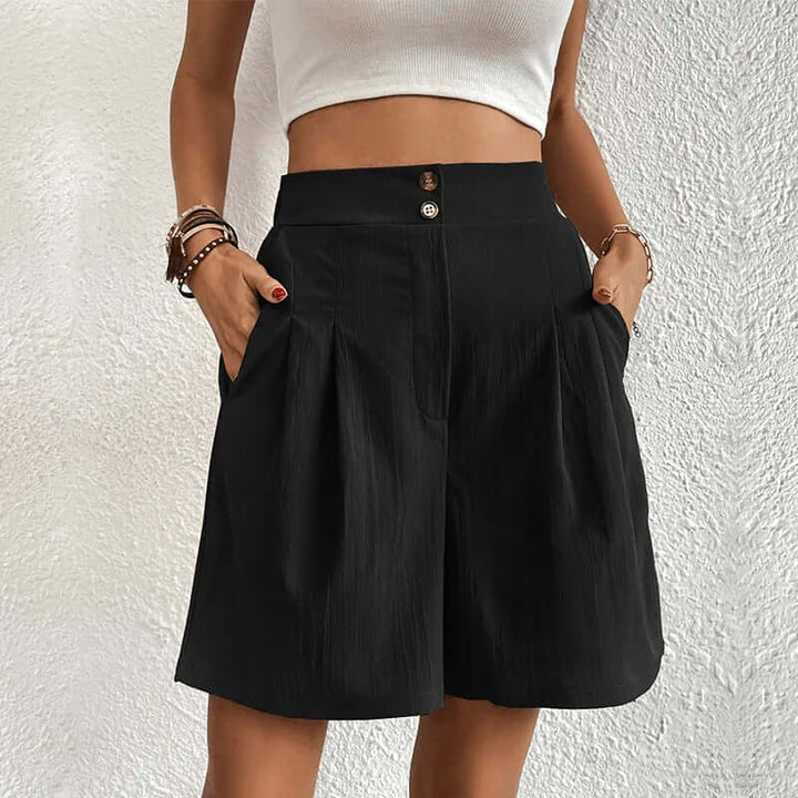 Women's High-Waisted Pleated Shorts: Summer Flowy Shorts