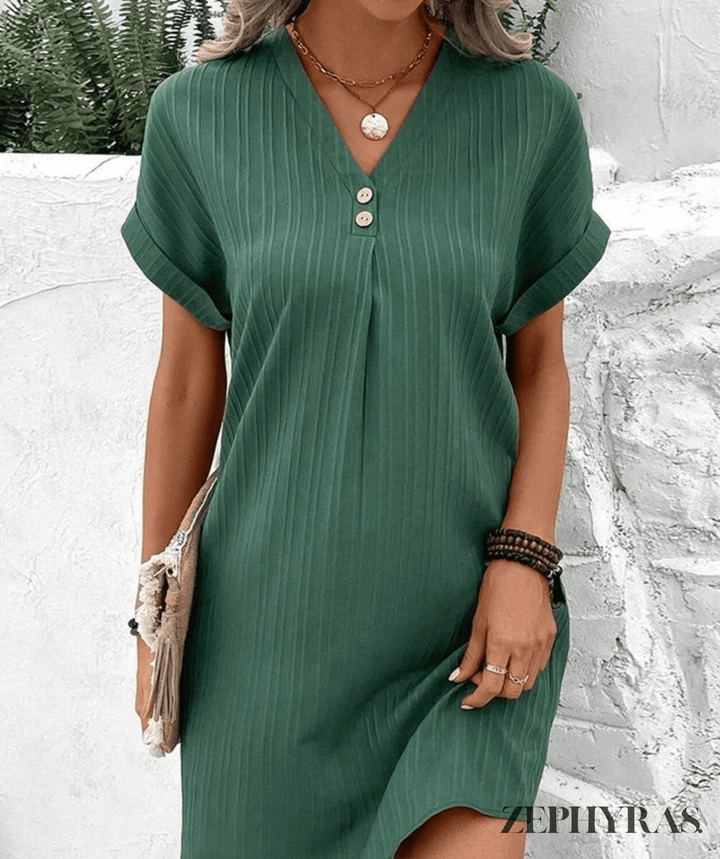 Elegant V-Neck Midi Dress