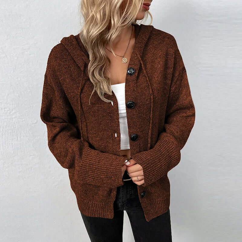 Women's Hooded Knitted Cardigan - Cozy & Warm