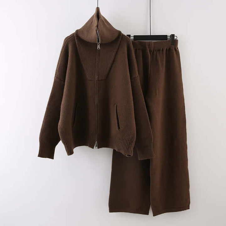 Women's Cozy High-Collar Knitted Set