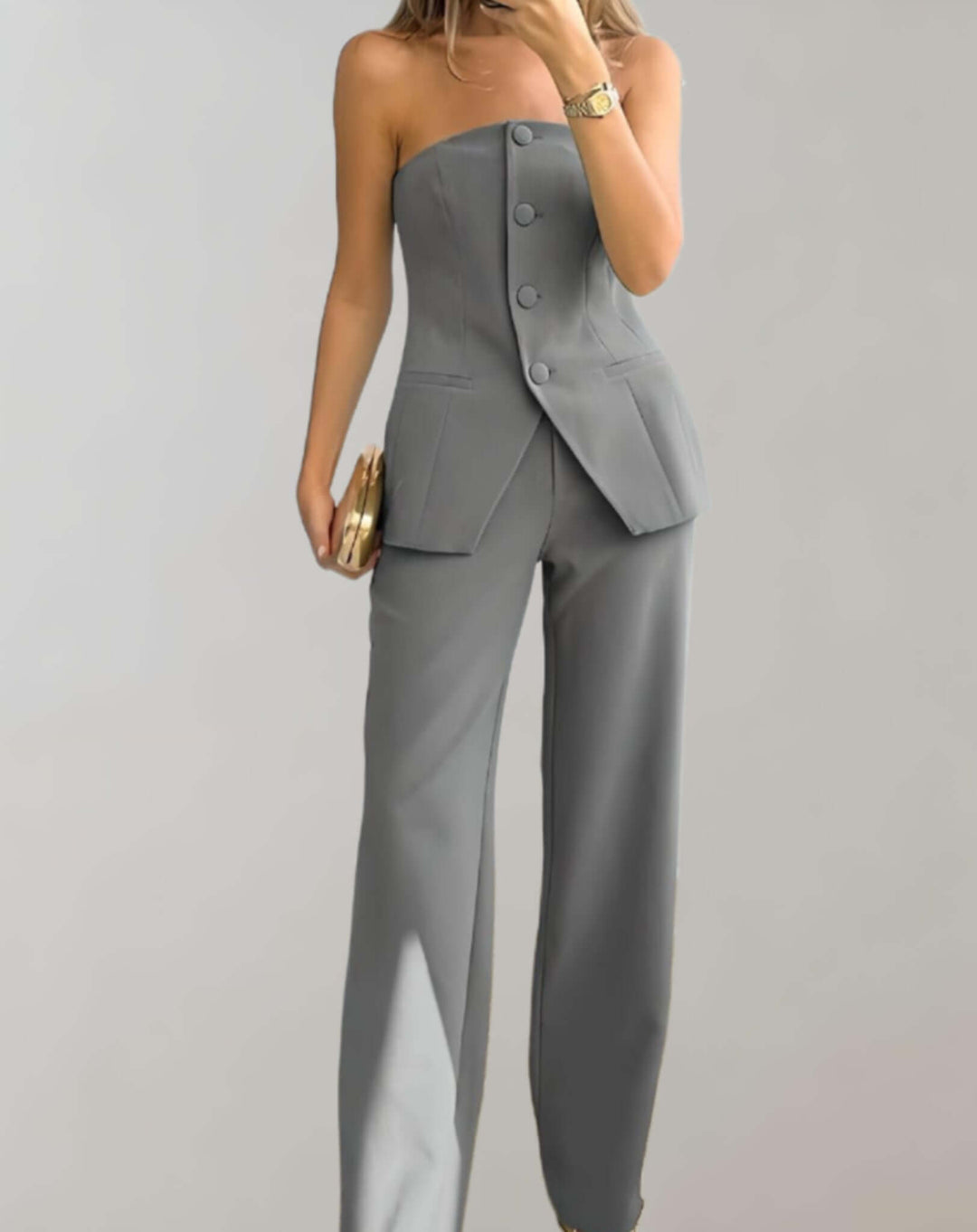 Women's Tweed Co-ord Set: Crop Top & Skirt