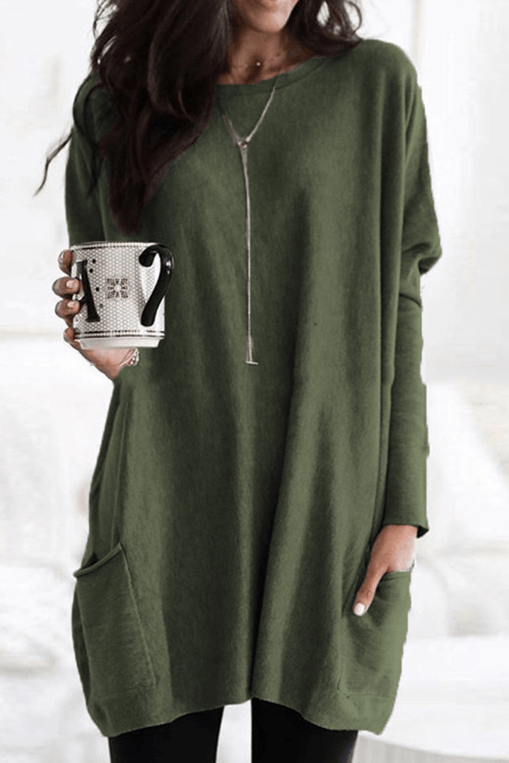 Women's Oversized Knit Tunic Sweater with Pockets