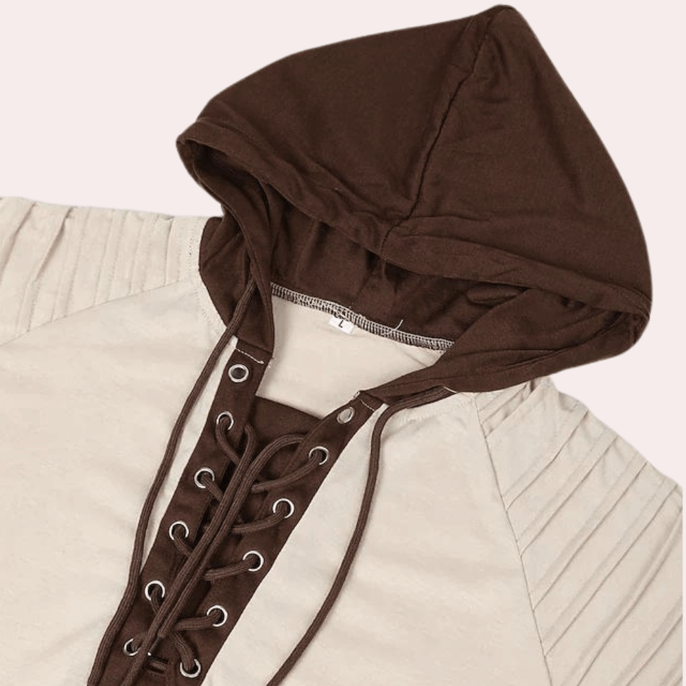 Men's Modern Hooded Sweatshirt with Lace-Up Detail