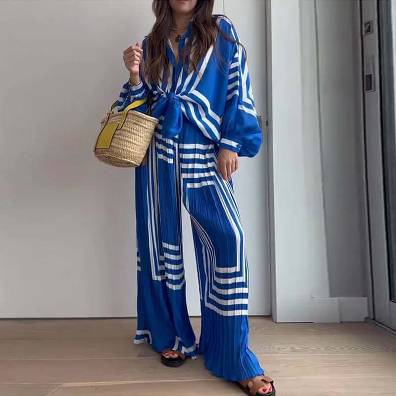 Women's Geometric Striped Two-Piece Set
