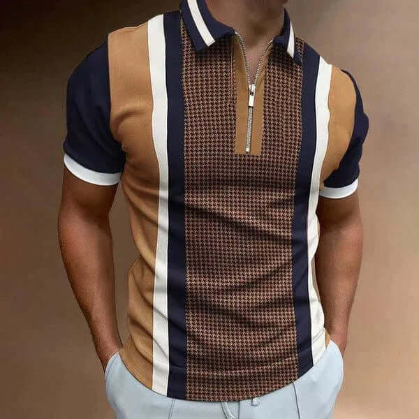 Men's Short Sleeve Polo Shirt: Muscle Fit, Retro Stripe
