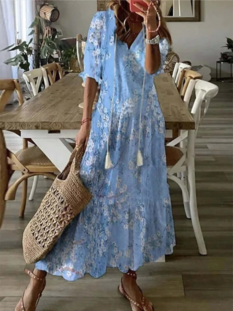 Women's Bohemian Maxi Dress: Flowy, Floral Summer Dress
