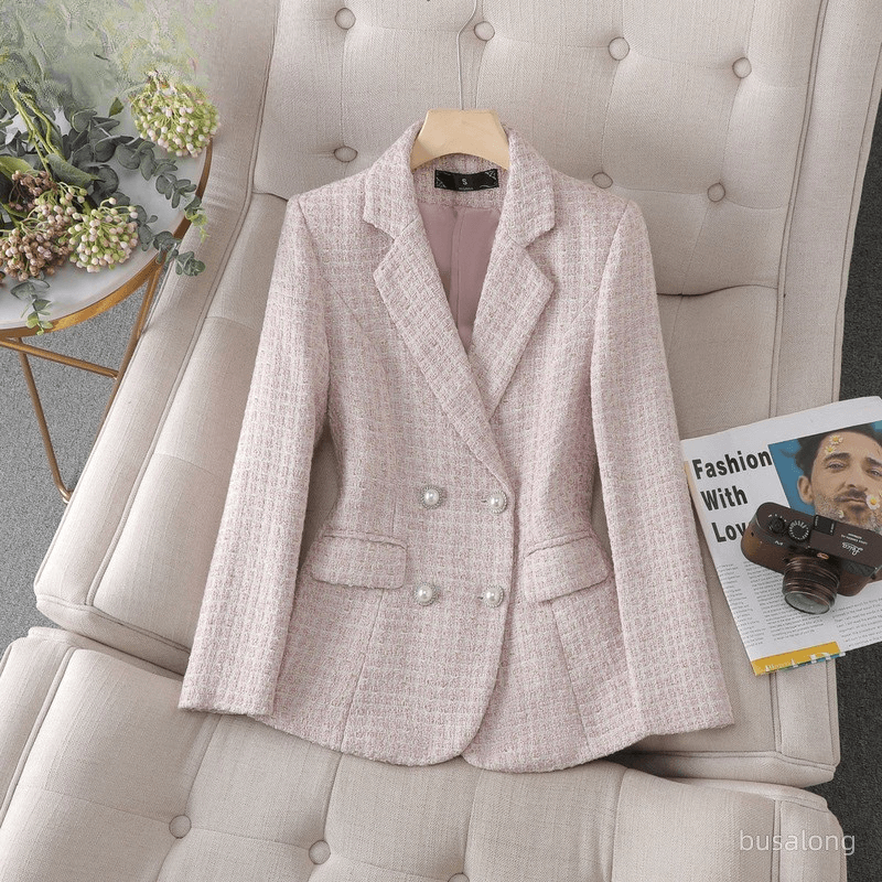 Women's Slim Fit Checked Blazer Jacket