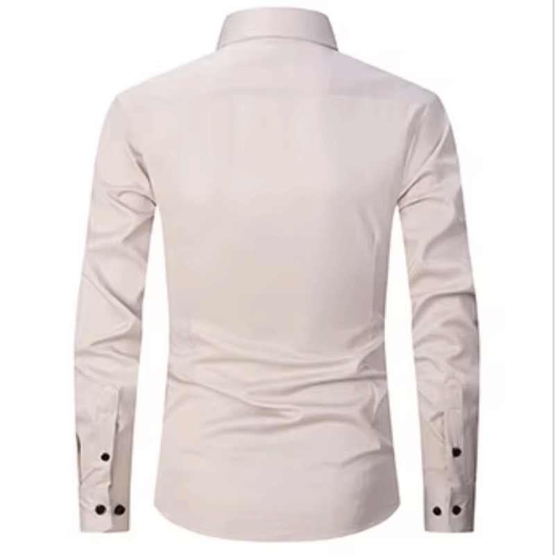 Men's Slim Fit Long Sleeve Shirt with Contrast Buttons