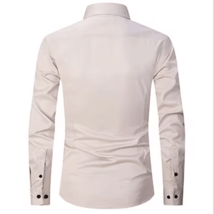 Men's Slim Fit Long Sleeve Shirt with Contrast Buttons