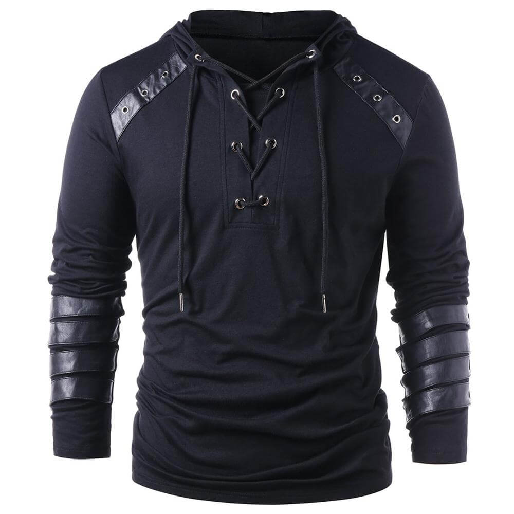 Men's Gothic Lace-Up Sweater: Edgy Style & Comfort