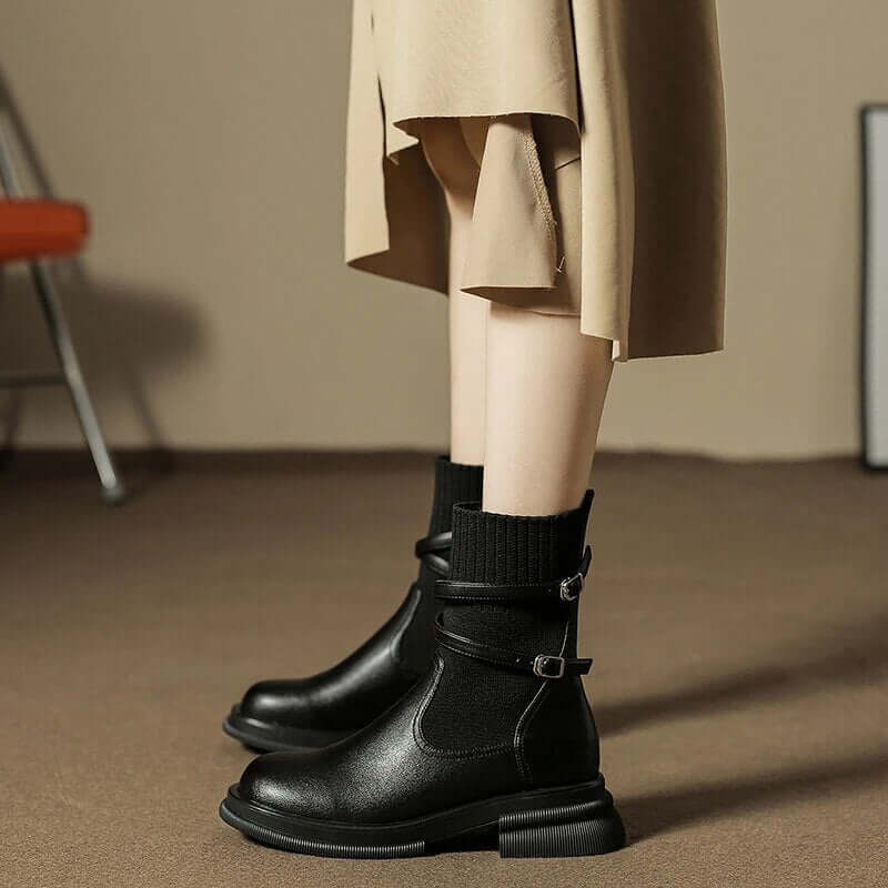 Women's Retro Platform Boots: Chunky Sole Ankle Boots