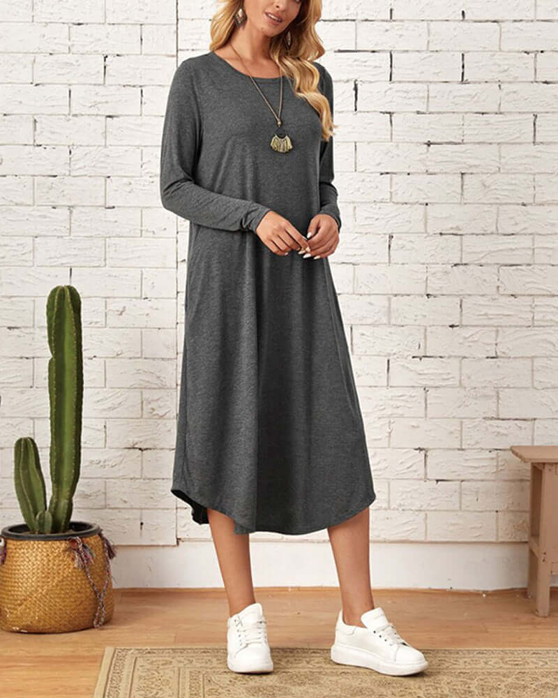 Cozy Long-Sleeve Knit Winter Dress