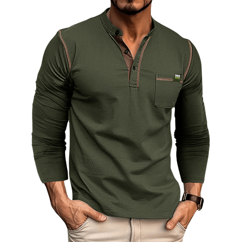 Men's Long Sleeve Henley Shirt: Casual Comfort & Style