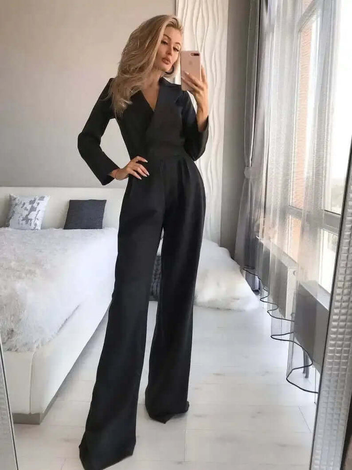 Women's Elegant Wide Leg Jumpsuit: Tailored Fit