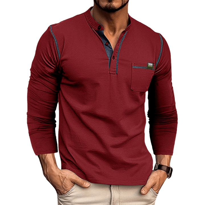 Men's Long Sleeve Henley Shirt: Casual Comfort & Style