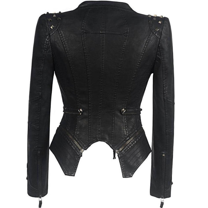 Women's Stylish Studded PU Leather Jacket