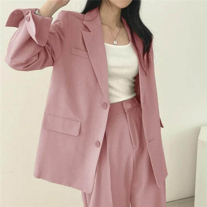 Women's Smart Casual Suit: Oversized Blazer & High-Waisted Trousers