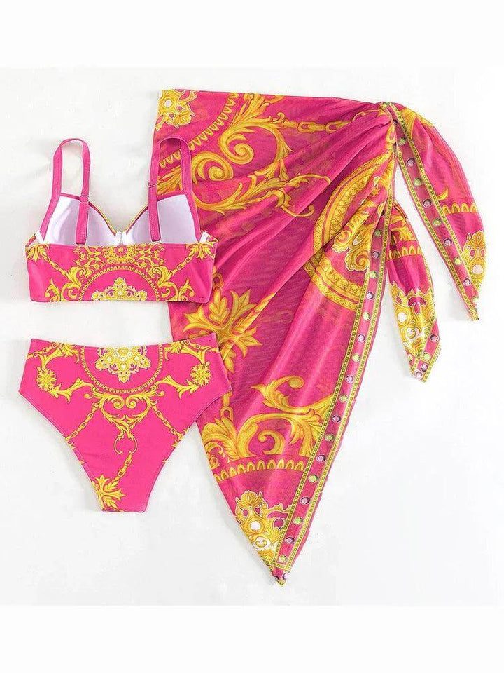 Women's Bohemian High-Waist Bikini Set