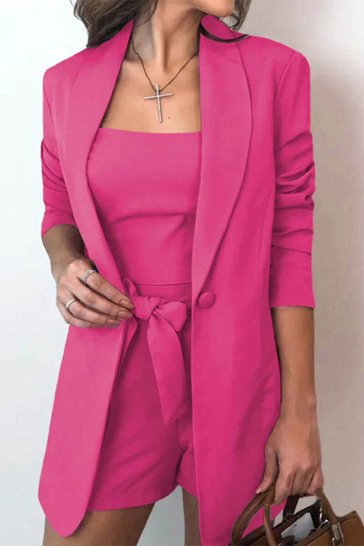 Women's Casual 3-Piece Set: Bow Tie & Turn-Up Collar