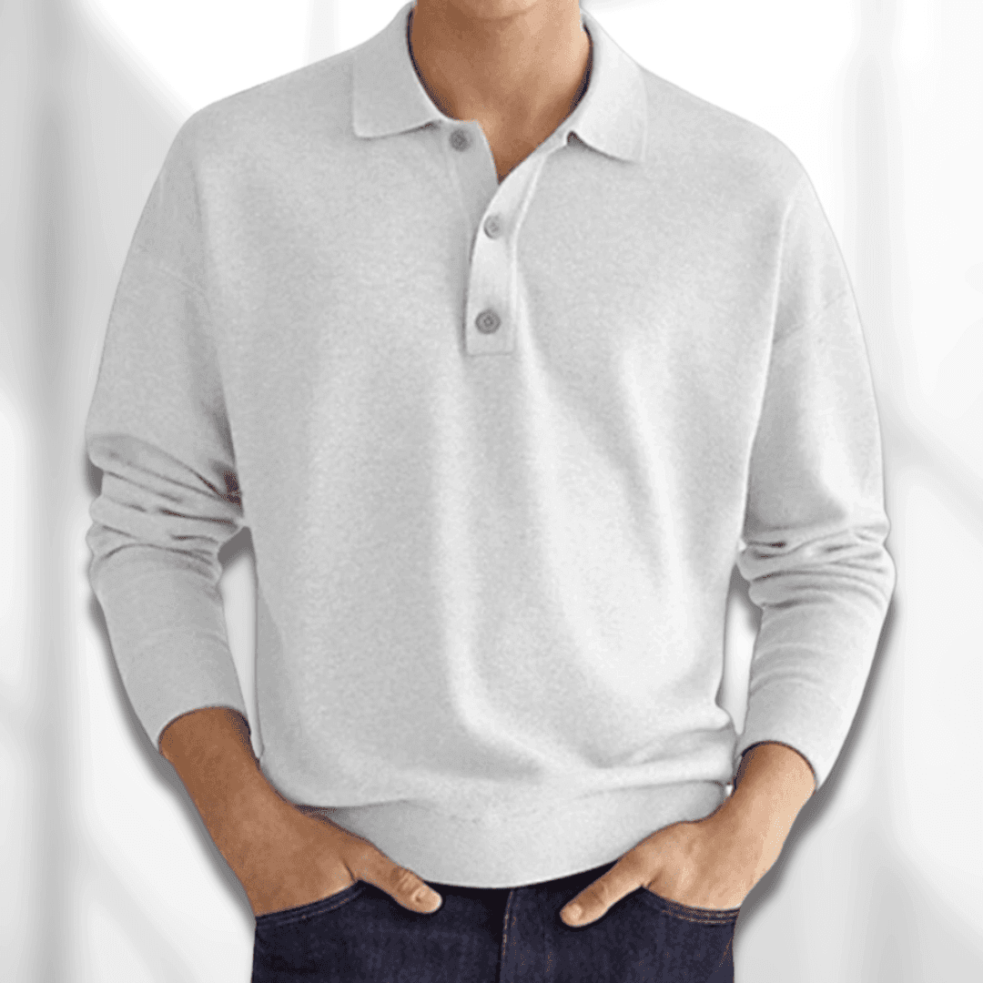 Men's Long Sleeve Knitted Polo Sweater