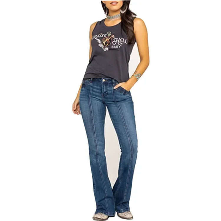 Women's Retro Flared Jeans: High-Waisted, Stylish Fit