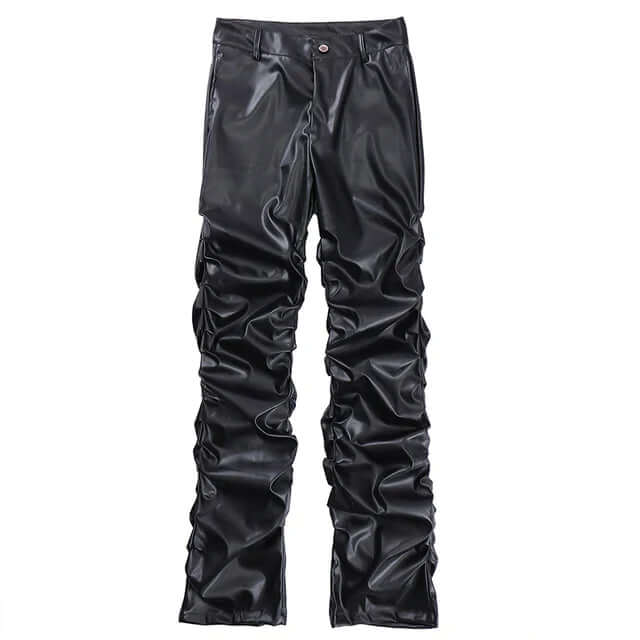 Men's Relaxed Fit Leather Trousers: Full Length, Durable Design