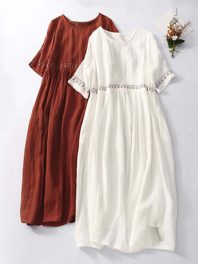 Women's Cotton Embroidered Summer Loose Dress