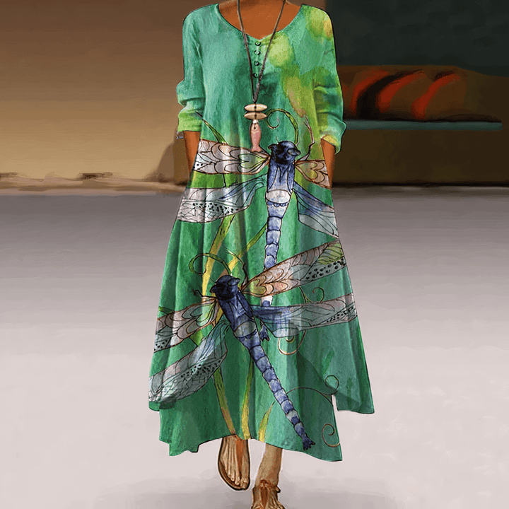 Elegant A-Line Cotton Dress: Sustainable & Breathable