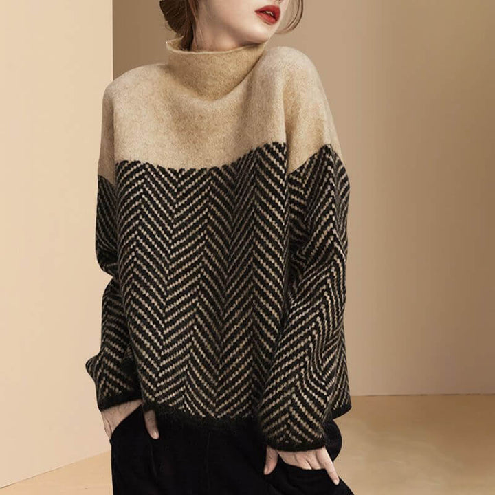 Women's Casual Striped Knit Long-Sleeve Sweater