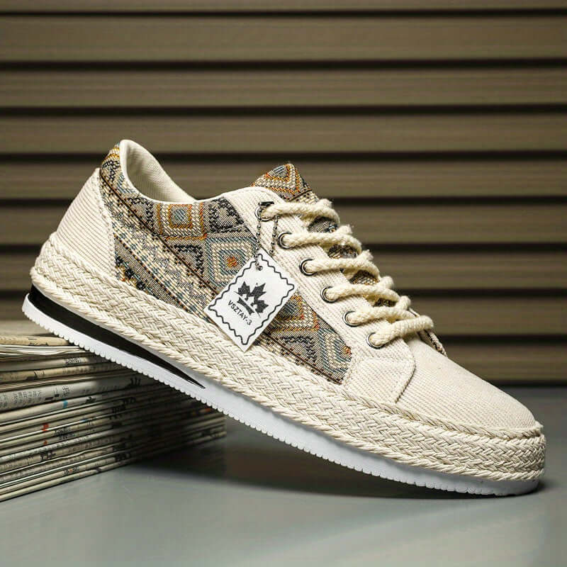 Men's Ethnic Patterned Canvas Sneakers