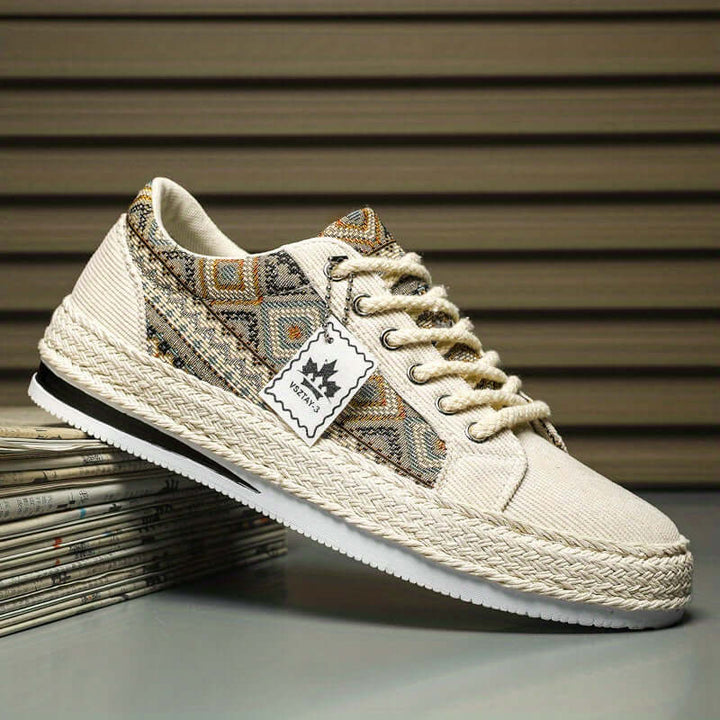 Men's Ethnic Patterned Canvas Sneakers