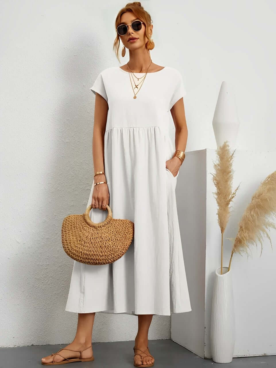 Summer Cotton Dress: Relaxed Fit, Breathable & Comfortable