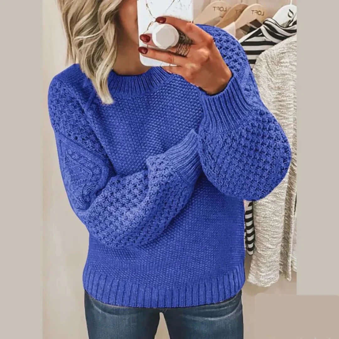 Women's Round-Neck Long-Sleeve Knit Sweater