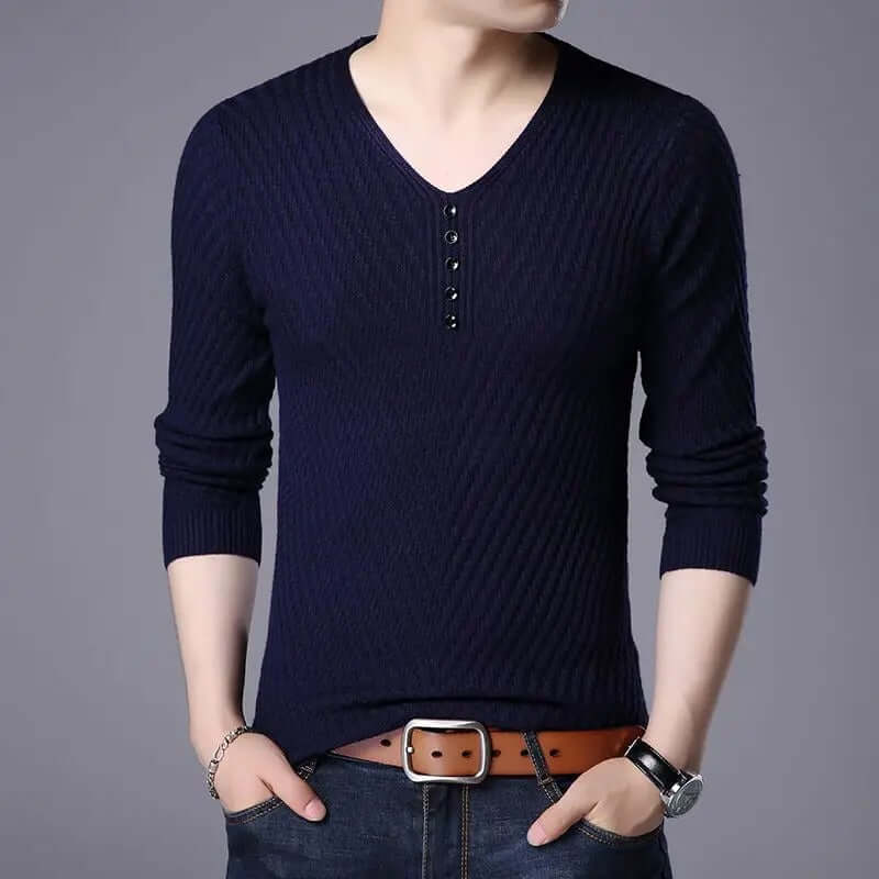 Men's Color Block Striped Long Sleeve Shirt