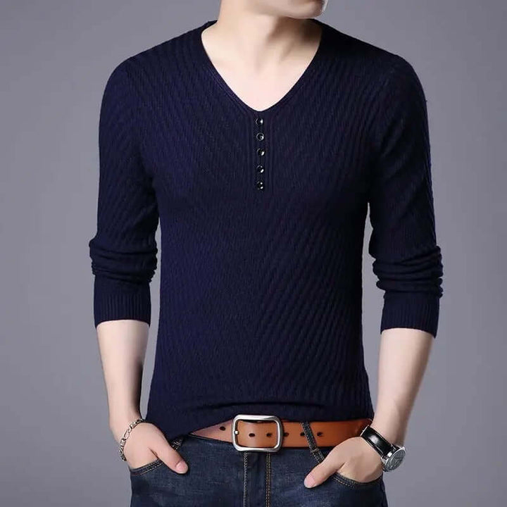 Men's Color Block Striped Long Sleeve Shirt