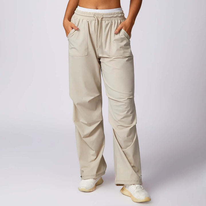 Women's Wide-Leg Trousers: Elastic Waist, Drawstring, Pockets