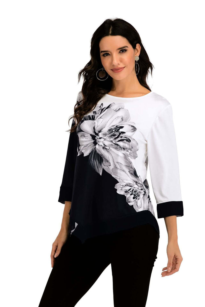Women's Asymmetrical Hem Loose-Fit Blouse